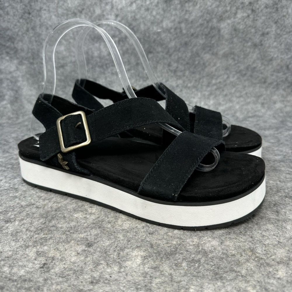 Koolaburra Black Suede Platform Slingback Sandals with White Sole